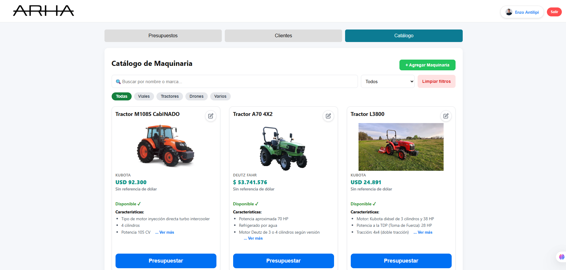 Catalogo/ presupuestador automatico